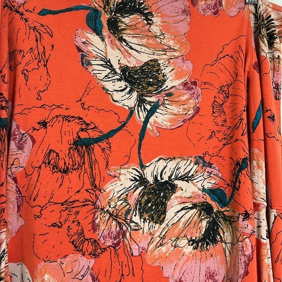 Free People - Birds Of Paradise Boho Floral Off Shoulder Bell Sleeves Top Small - Picture 11 of 11